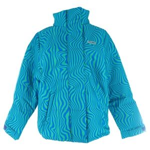 Local Heroes Oversized Zip Front Puffer Jacket in Wavy Print